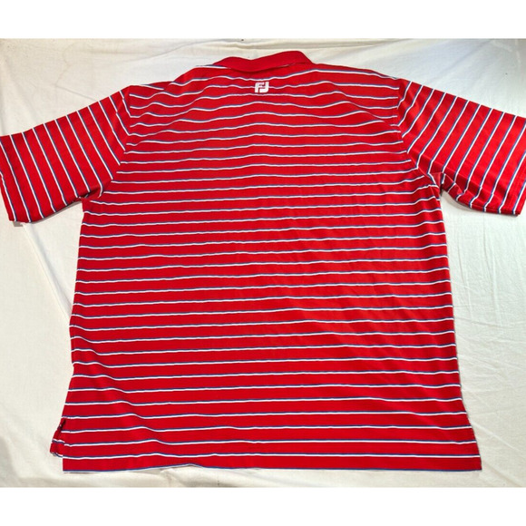 FootJoy FJ Polo Shirt Red Striped Men's Size XL Short Sleeve Breathable - Picture 3 of 8